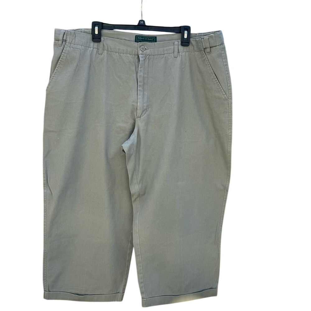 ADJUST-A-BAND.‎ Expandable Waist. Sage Green Pants. Size 44S. 100% Cotton.